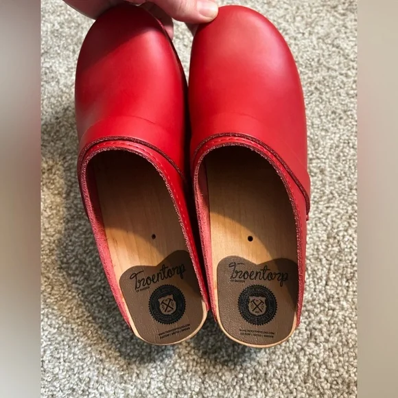 Troentorp Da Vinci Red Leather Clogs - Picture 4 of 7